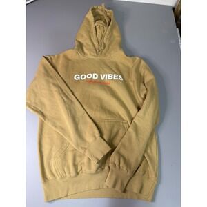 Samegang Good Vibes Paradise Forever Hoodie Mustard Yellow Graphic Sweatshirt M